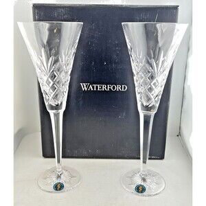 NIB Waterford Crystal Coralee Champagne Flute 2pc Set Glasses 1052605 Gift Party